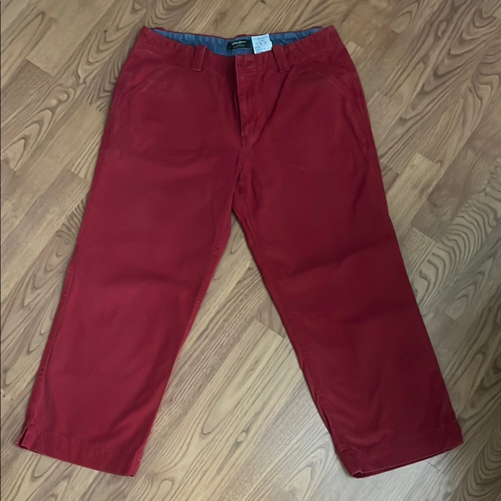 Eddie Bauer Red Capris with Cotton Twill Fabric